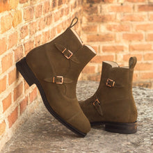 Load image into Gallery viewer, Olive Suede Leather Octavian Buckle Boot
