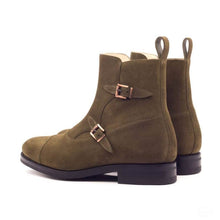 Load image into Gallery viewer, Olive Suede Leather Octavian Buckle Boot
