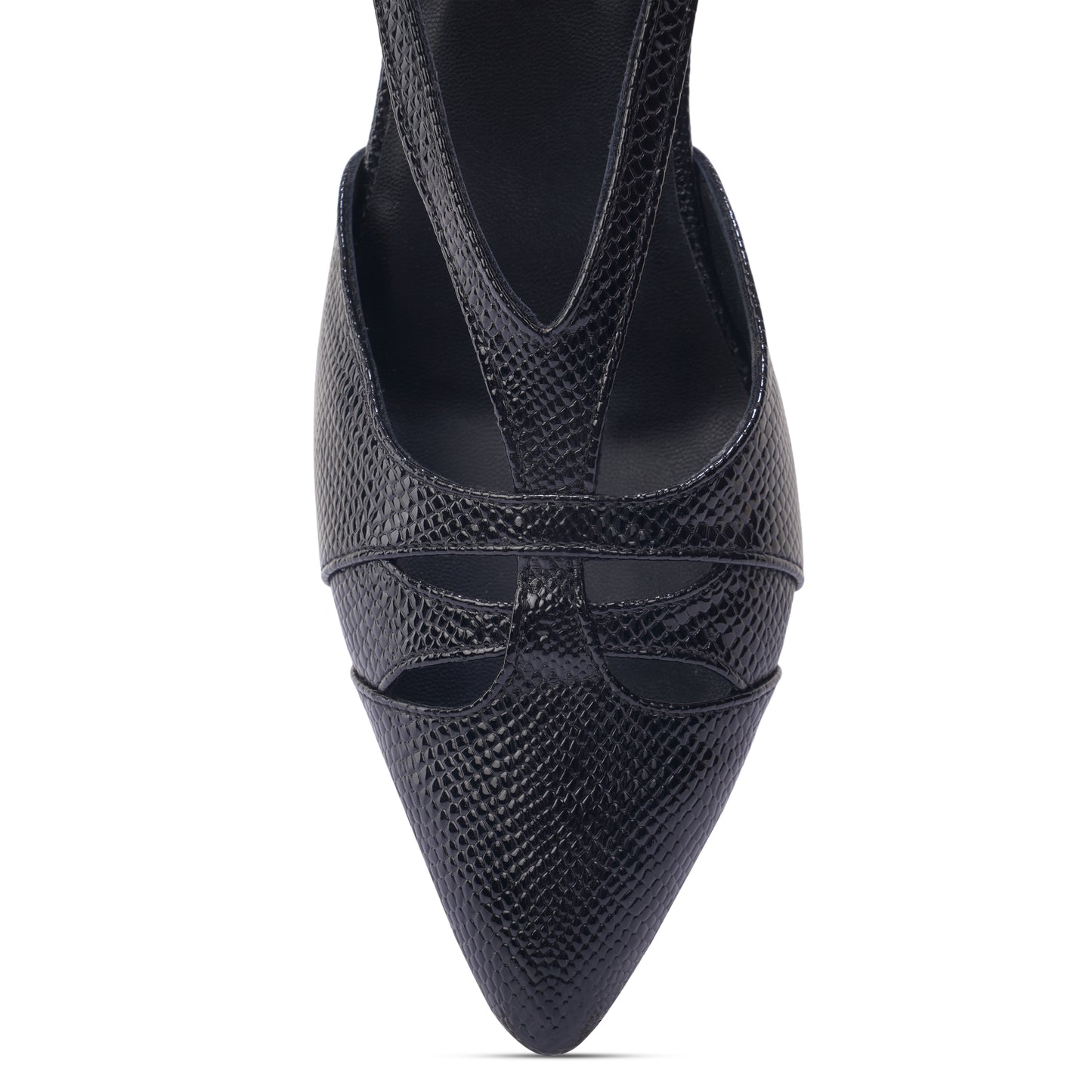 Alvia Serpentine Black Mamba Slingback Block Heel