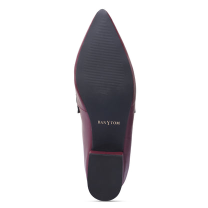 Clevia Two-Tone Classic Penny Loafer ( Maroon & White )