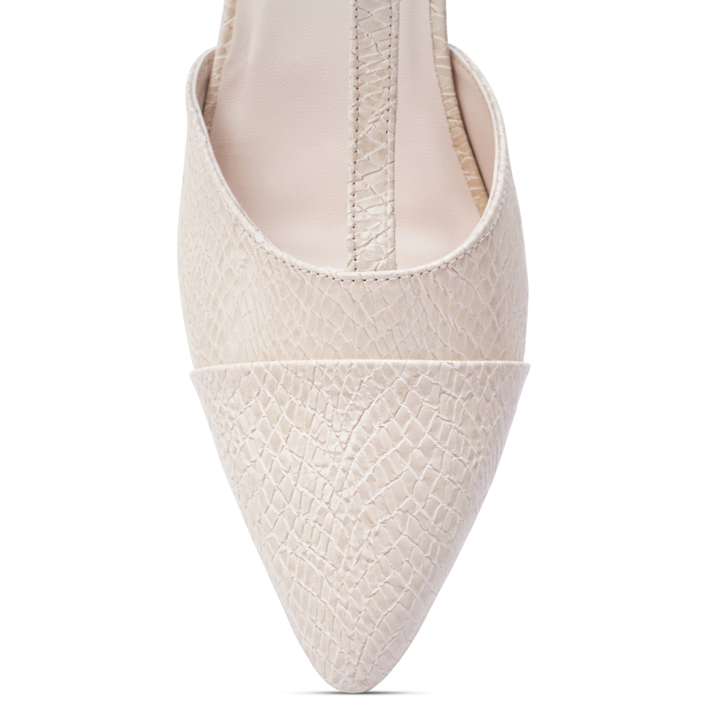 Cly Serpentine Ivory T-Strap Block Heel