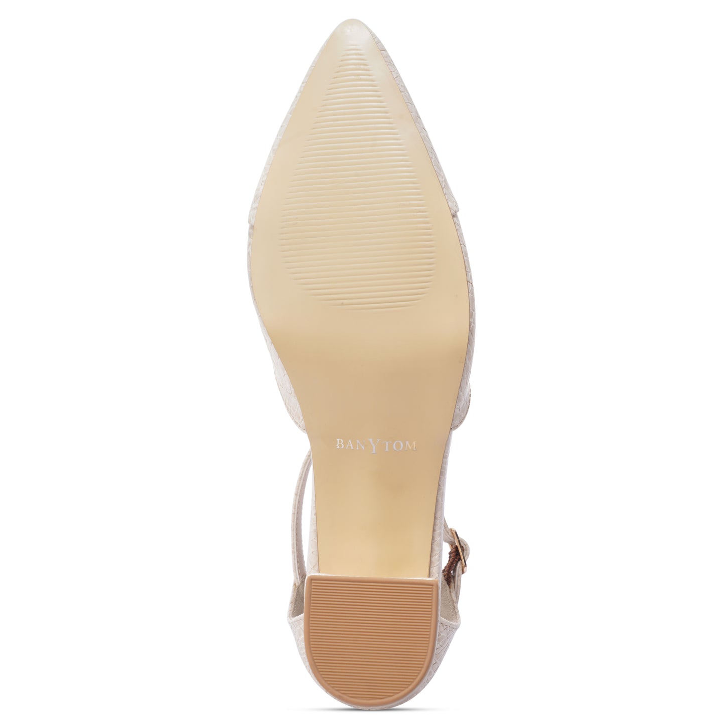 Cly Serpentine Ivory T-Strap Block Heel
