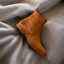 Load image into Gallery viewer, Classic Tan Leather Octavian Buckle boot
