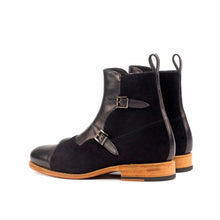 Load image into Gallery viewer, Black Crust &amp; Suede Leather Octavian Buckle boot
