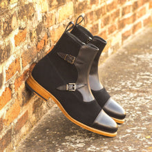 Load image into Gallery viewer, Black Crust &amp; Suede Leather Octavian Buckle boot
