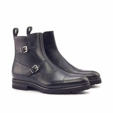 Load image into Gallery viewer, Black Crust Thick Sole Leather Octavian Buckle boot
