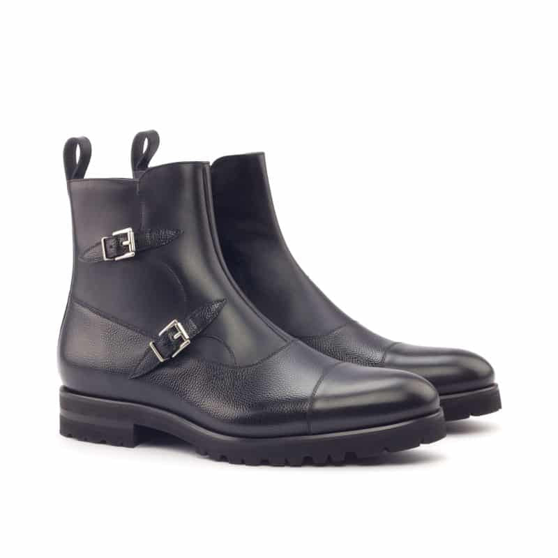 Black Crust Thick Sole Leather Octavian Buckle boot