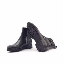 Load image into Gallery viewer, Black Crust Thick Sole Leather Octavian Buckle boot
