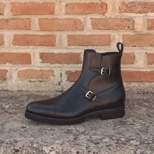 Load image into Gallery viewer, Black Crust Thick Sole Leather Octavian Buckle boot
