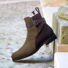 Load image into Gallery viewer, Dual Suede Olive and Brown Suede Leather Jodhpuri boot
