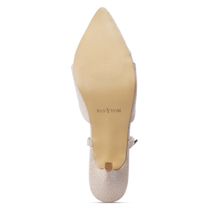Alvia Serpentine Ivory Mist Slingback Stilettos