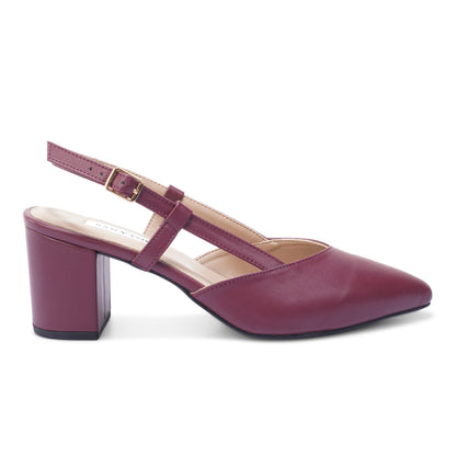 Silva Slingback Block Heel - Pointed Classic Maroon
