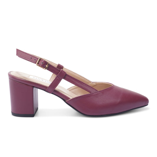 Silva Slingback Block Heel - Pointed Classic Maroon