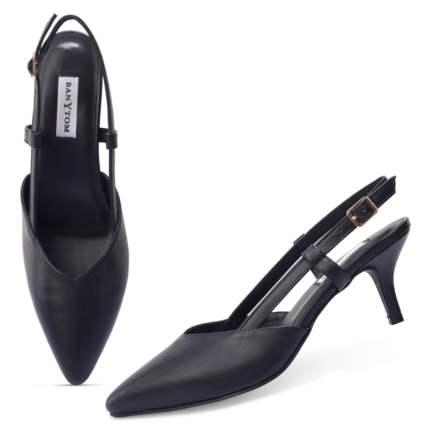 Silva Slingback Stilettos - Pointed Classic Black