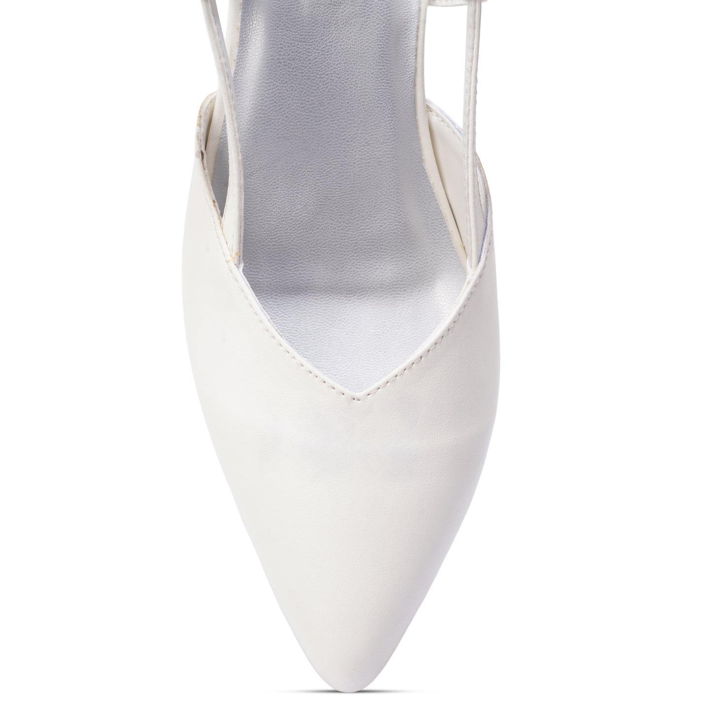 Silva Slingback Block Heel - Pointed Classic Ivory White