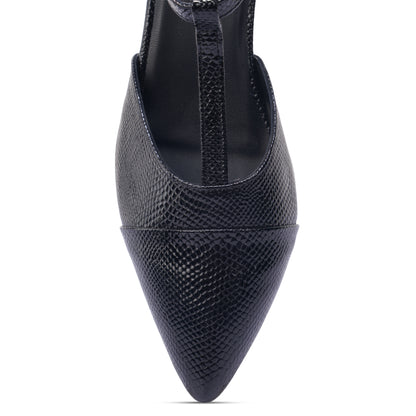 Stella Mamba T-Strap Block heel- Midnight Black