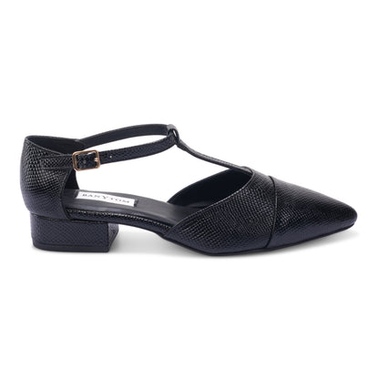 Stella Mamba T-Strap Block heel- Midnight Black