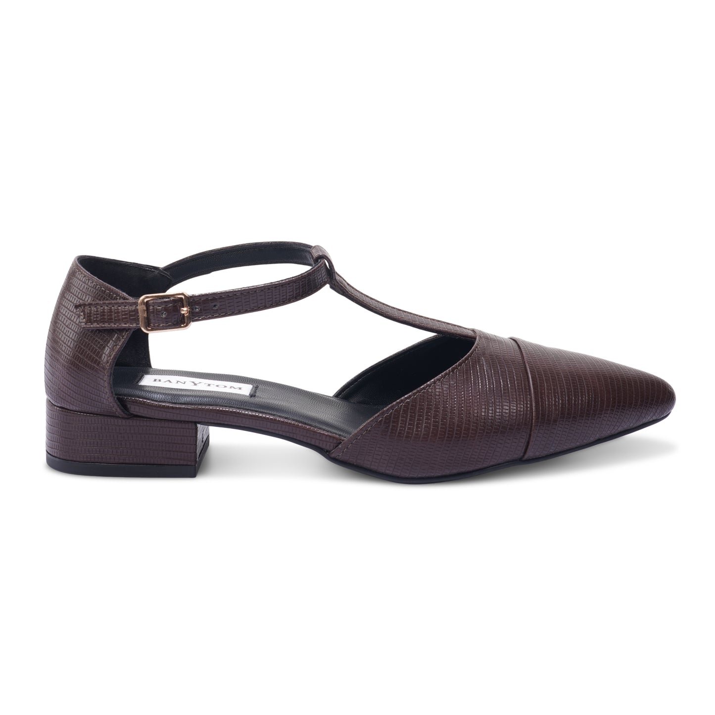 Stella T-Strap Block heel- Dark Brown