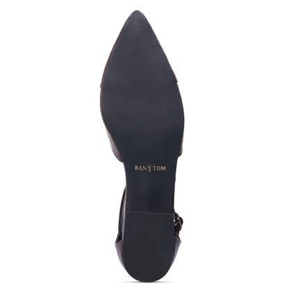 Stella T-Strap Block heel- Dark Brown