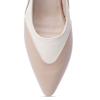 The Luxe Tow-Tone Slingback Flats - Beige & Ivory