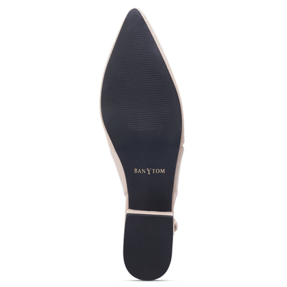 The Luxe Tow-Tone Slingback Flats - Beige & Ivory