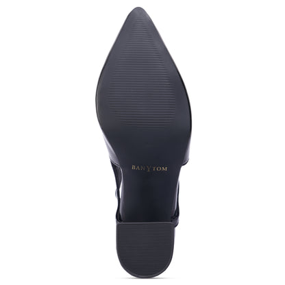 The Signature Patent Slingback Block Heels - Glossy Black