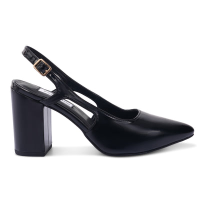 The Signature Patent Slingback Block Heels - Glossy Black