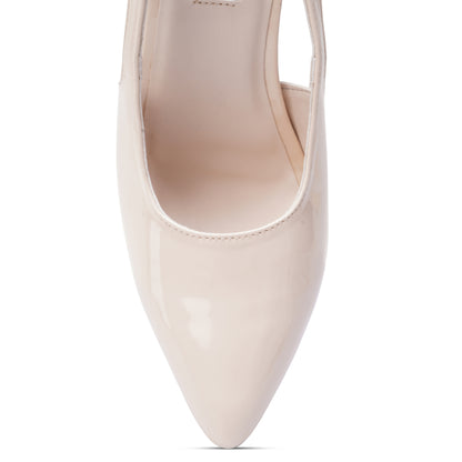 The Signature Patent Slingback Block Heels - Ivory