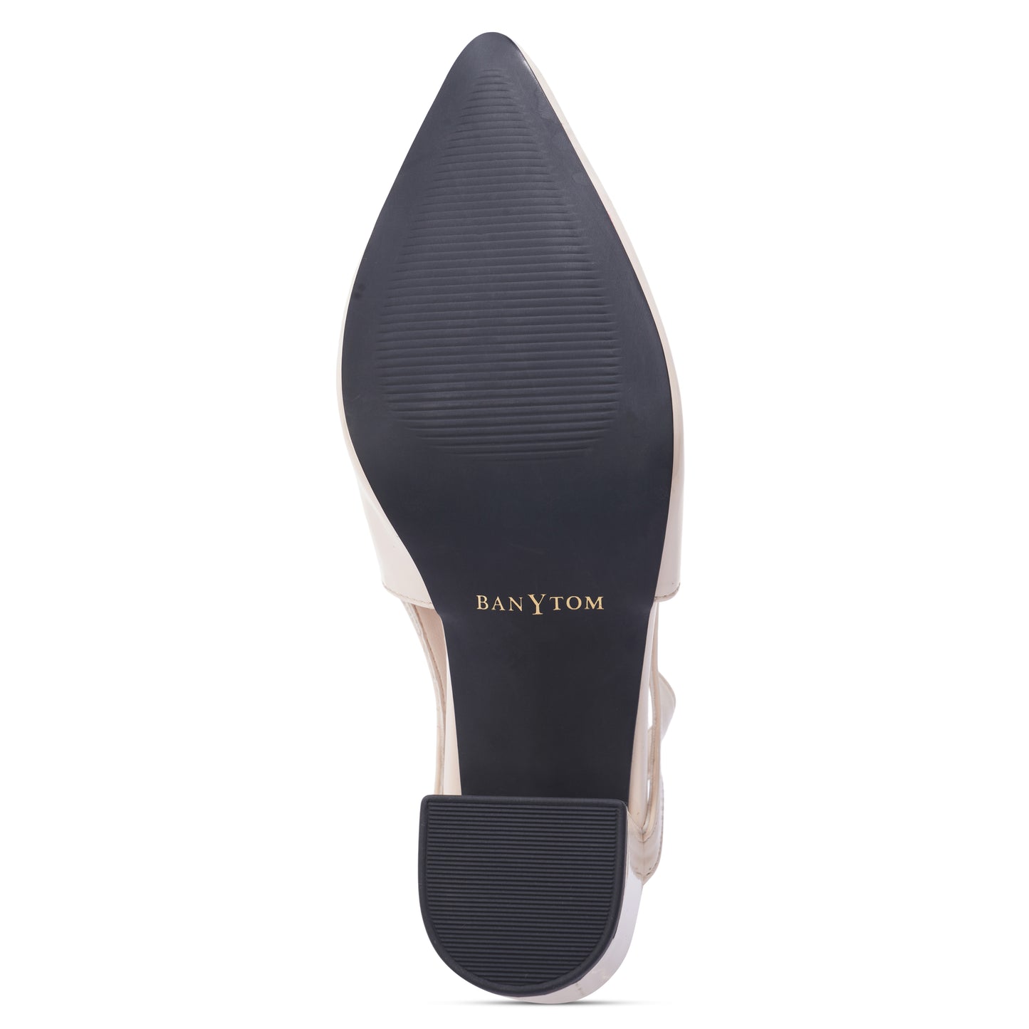 The Signature Patent Slingback Block Heels - Ivory