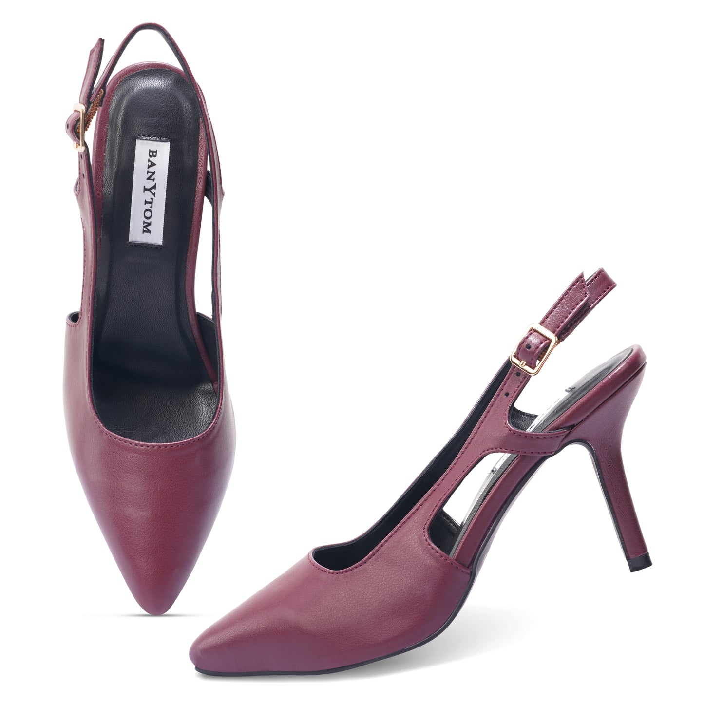 The Signature Pointed Slingback Stilettos - Maroon