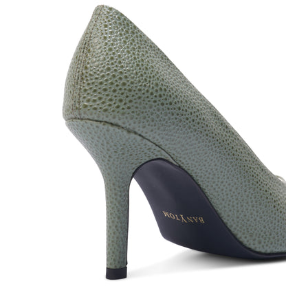 Velour Premium Bubble Texture Stilettos Pumps- Olive Green