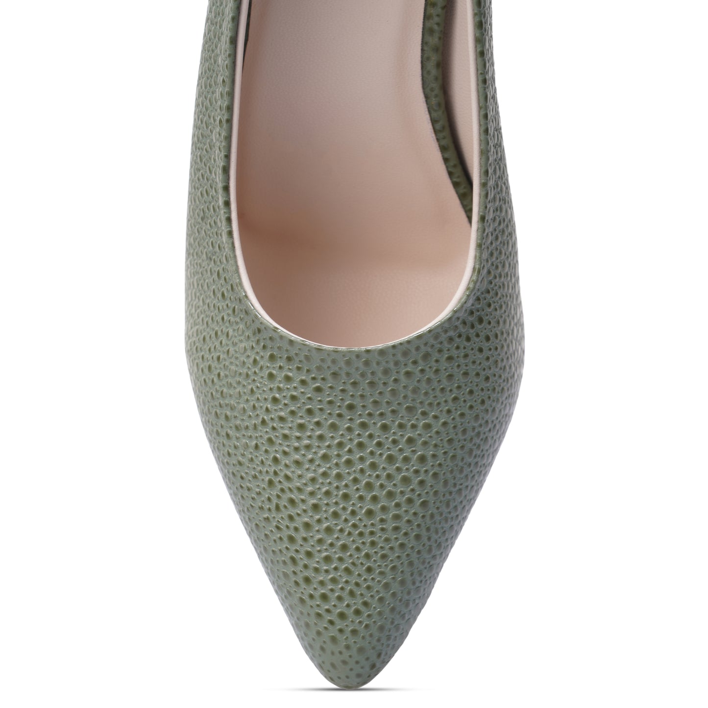Velour Premium Bubble Texture Stilettos Pumps- Olive Green