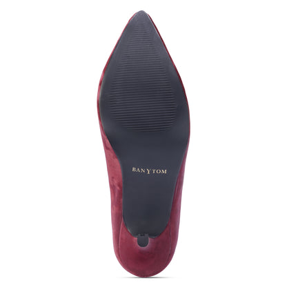 Velour Premium Velvet Stilettos Pumps Bold Maroon