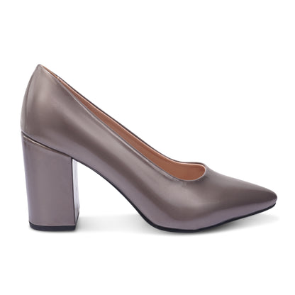 Vetllo Glossy Patent Block Heel Pumps - Metallic Glow